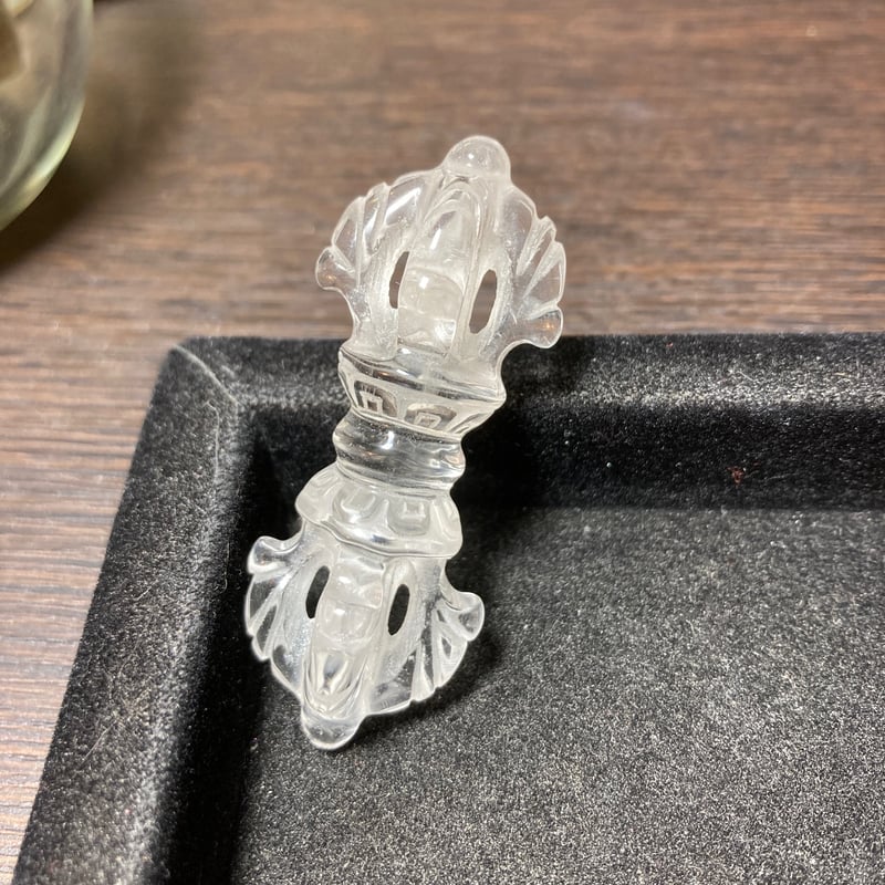 天然石　水晶彫刻　金剛杵　五独鈷　V　6308 天然石水晶彫刻金剛杵五独鈷V6308