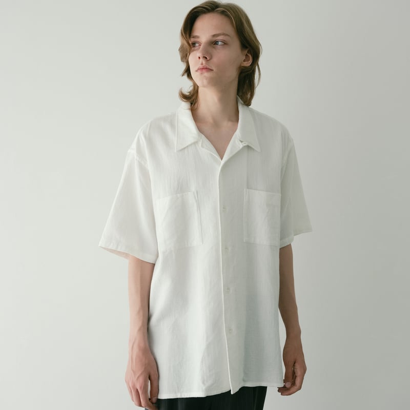 【JEMUT】★男女兼用★ Bliss Open Collar Half Shirt nuterm / Open Collar Short Sleeve Shirts | WHIT