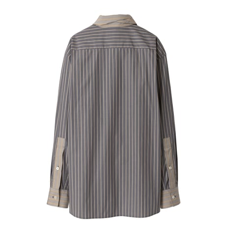 nuterm / Twist Collar Shirts  #Gray Mix