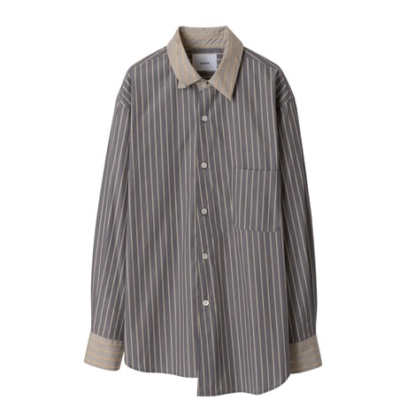 nuterm / Twist Collar Shirts  #Gray Mix