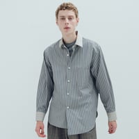 nuterm / Twist Collar Shirts  #Gray Mix