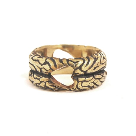 heart brain ring brass