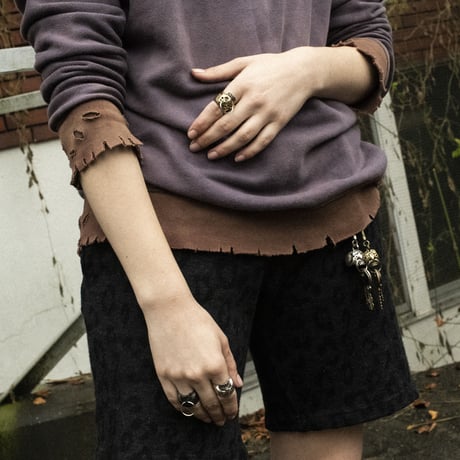 hole skull ring brass