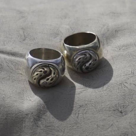 sperm yin yang ring brass silver