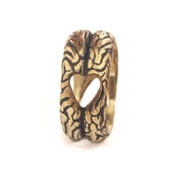 heart brain ring brass