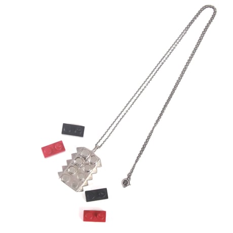 studs block necklace silver