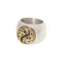 sperm yin yang ring brass silver