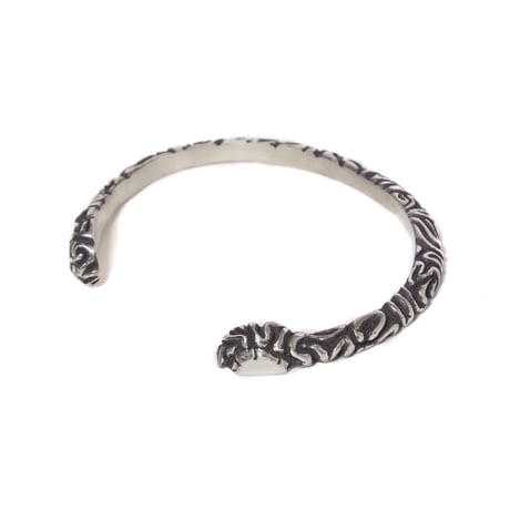 half brain bangle silver
