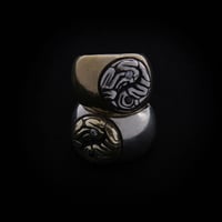 brain yin yang ring brass silver