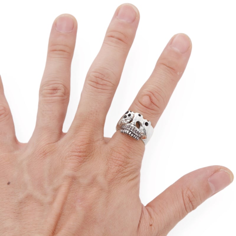 half hole skull ring silver | farimu