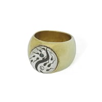 sperm yin yang ring brass silver