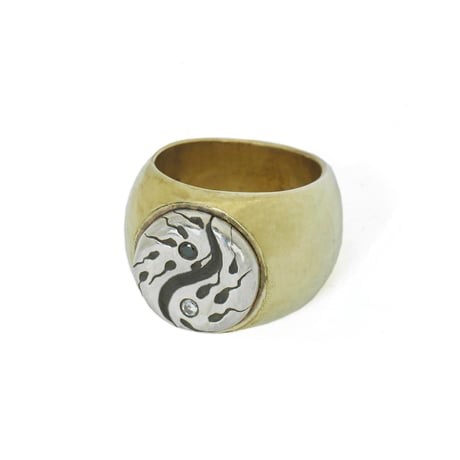 sperm yin yang ring brass silver