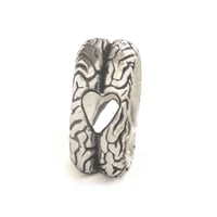 heart brain ring silver