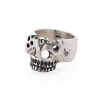half hole skull ring silver