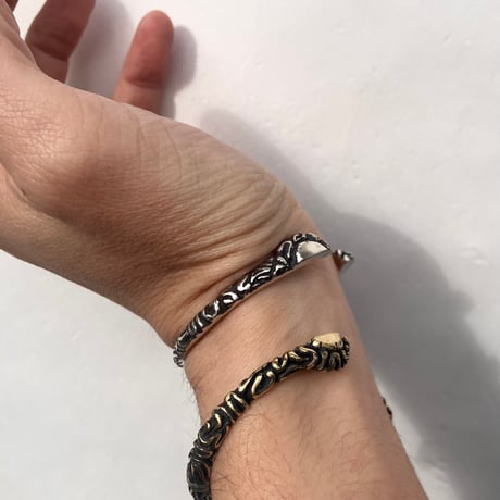 half brain bangle silver