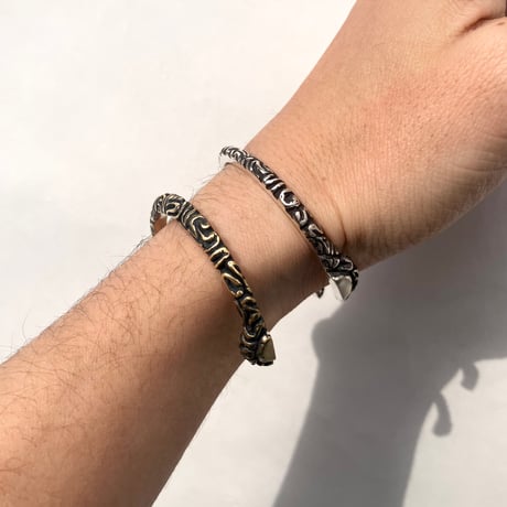 half brain bangle silver