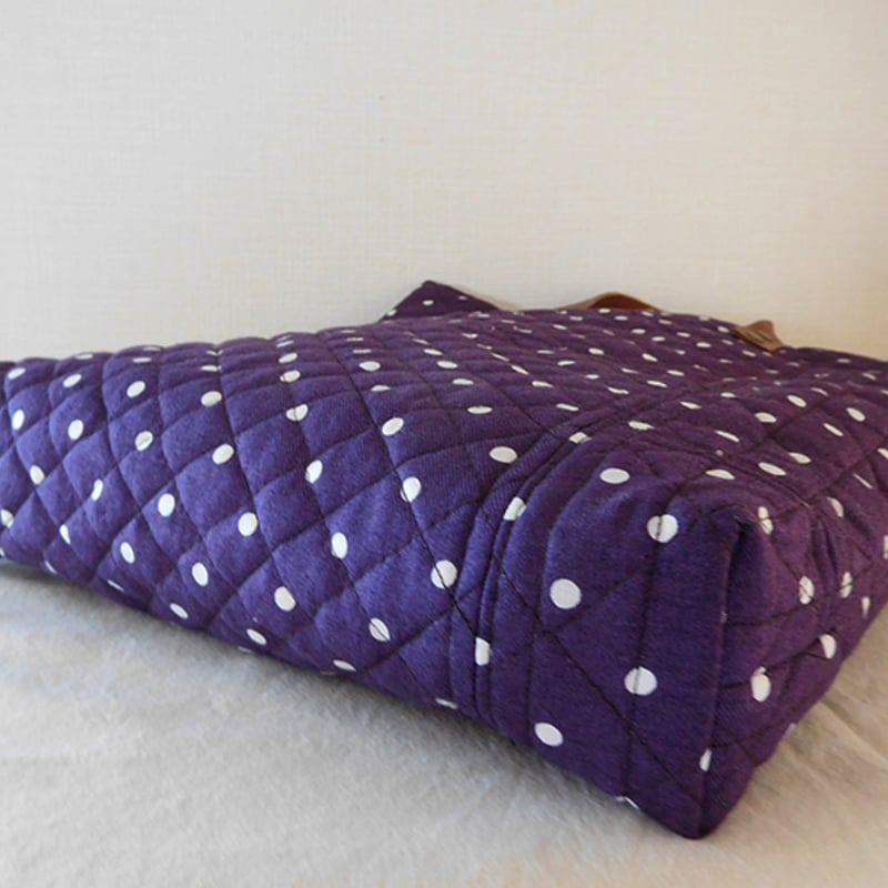 キルティング パッチワークトートバッグ パープル ドット | てくてく洋裁店