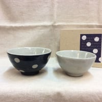 ドット　ペア茶碗