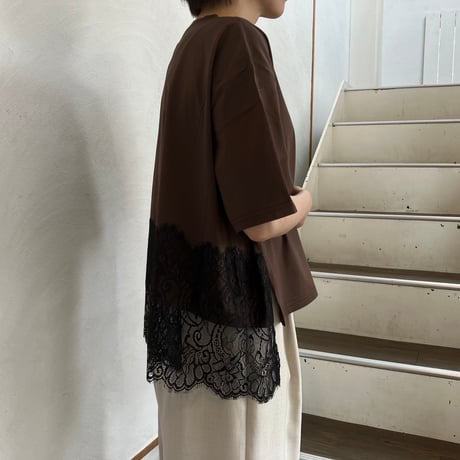tricot tricot 裾レースTシャツ