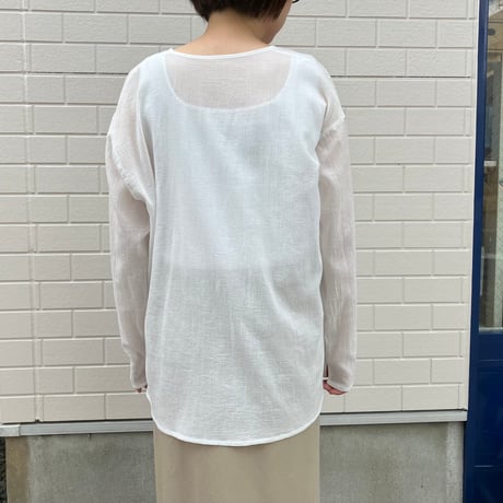 PASSIONE 楊柳コットンヘンリーネックブラウス