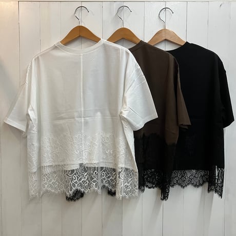 tricot tricot 裾レースTシャツ