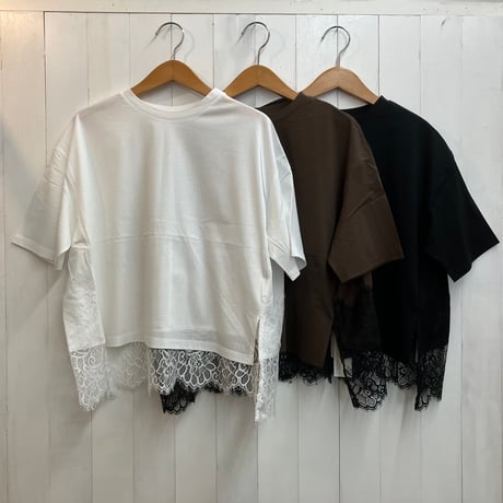 tricot tricot 裾レースTシャツ