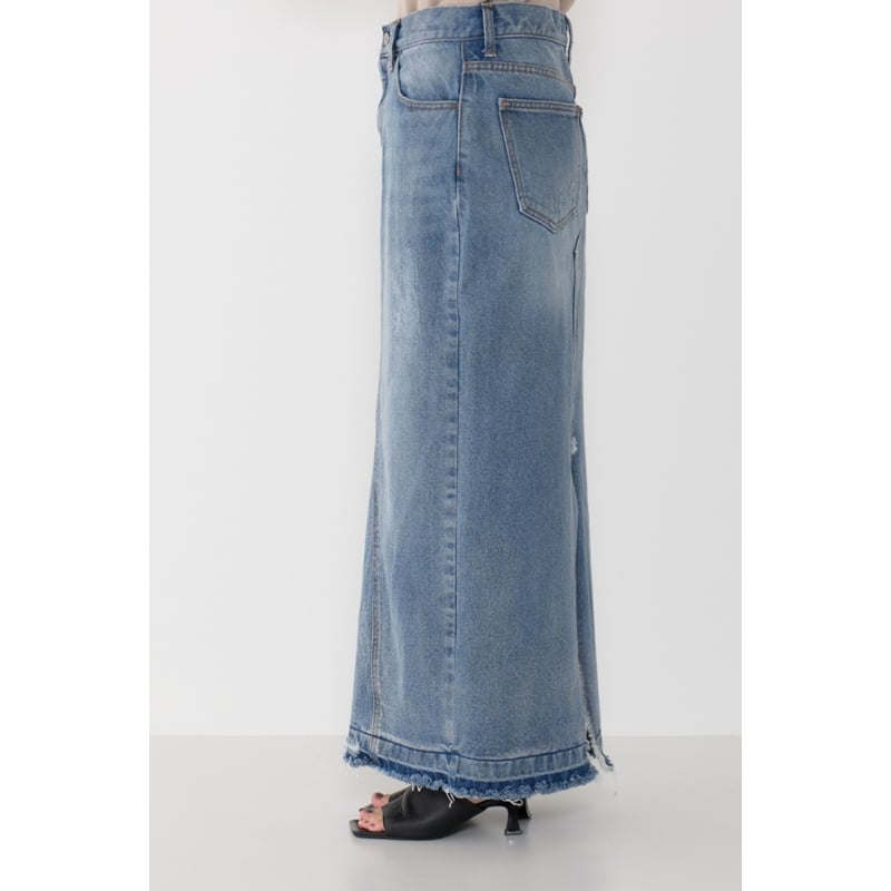 美品24SS　YENN　イエン　バックスリット　ロングスカート　デニム　ブラック 美品24SS YENN イエン バックスリット ロングスカート デニム