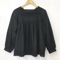Square Neck Gathered Top  / Black