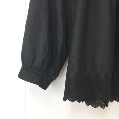 Square Neck Gathered Top  / Black