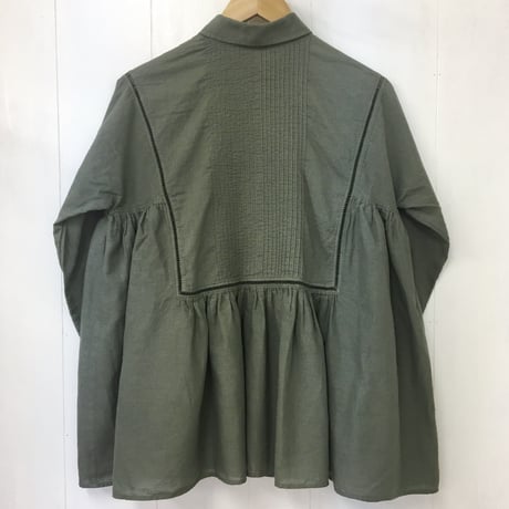 Pintuck Gathered Top / Khaki Green