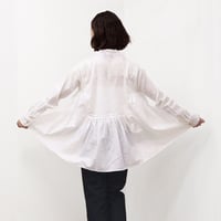 Band Collar Pintuck Gathered Top / Off White