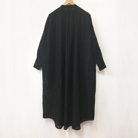 Striped Embroidery Dress / Black