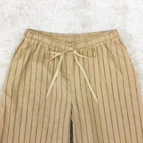 Striped Embroidery Pants / Light Brown