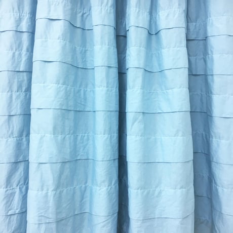 Band Collar Pintuck Gathered Dress / Light Blue