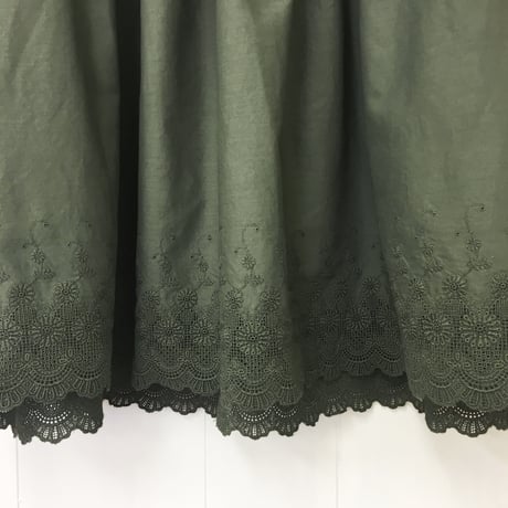 Square Neck Gathered Top / Khaki Green