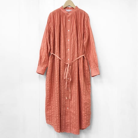 Striped Embroidery Dress / Smoky Pink