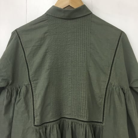 Pintuck Gathered Top / Khaki Green