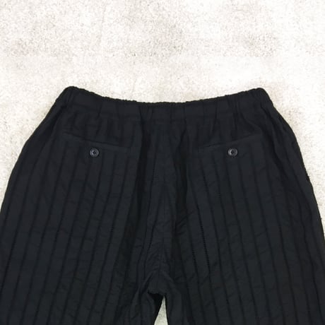 Striped Embroidery Tapered Pants / Black