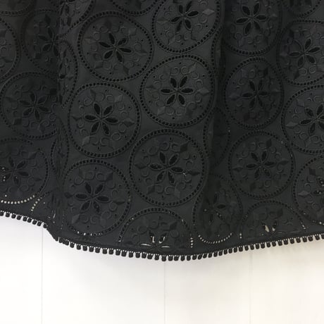 Geometric Eyelet Skirt / Black