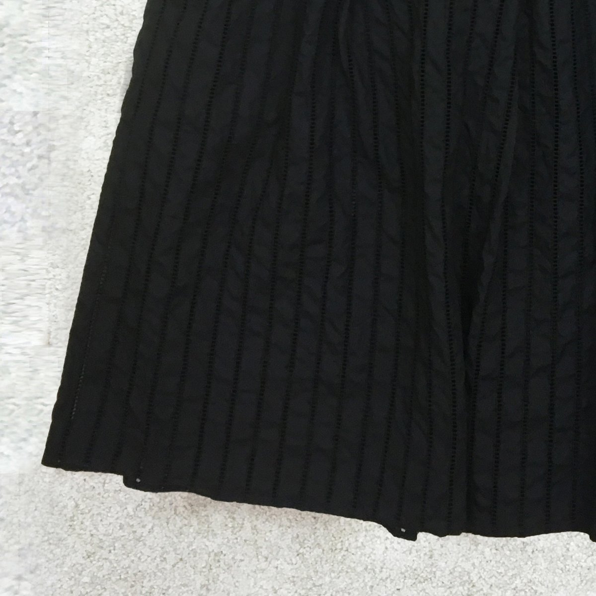 Striped Embroidery Skirt / Black | point de Japon