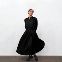 Striped Embroidery Dress / Black