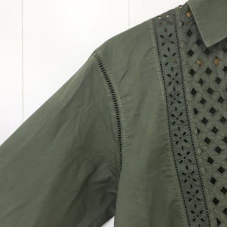 Patched Lace Blouse  / Khaki Green