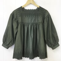 Square Neck Gathered Top / Khaki Green