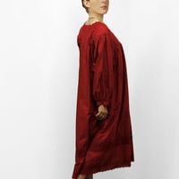 Square Neck Gathered Dress / Carmine Red