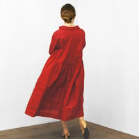 Pintuck Gathered Shirt Dress / Carmine Red