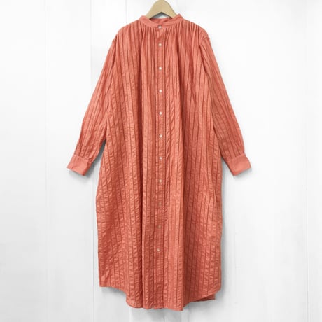 Striped Embroidery Dress / Smoky Pink