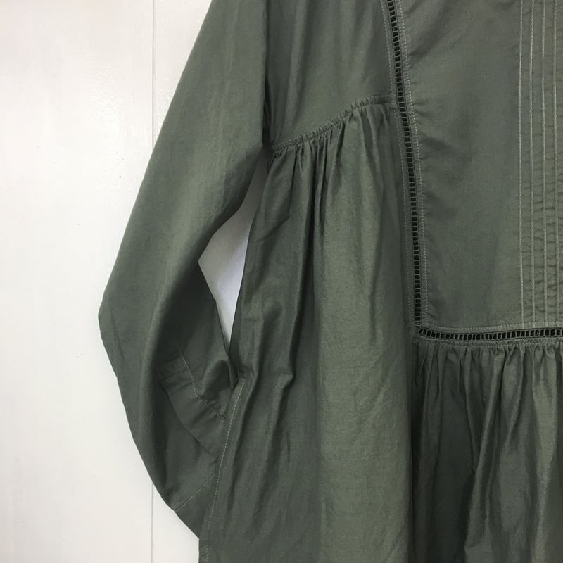 【Louren】pin tuck sleeve dress / khaki