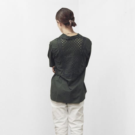 Patched Lace Blouse  / Khaki Green