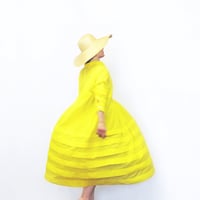 Pintuck Gathered Shirt Dress / Lemon Yellow