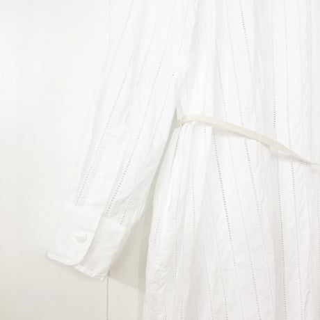 Striped Embroidery Dress / Off White